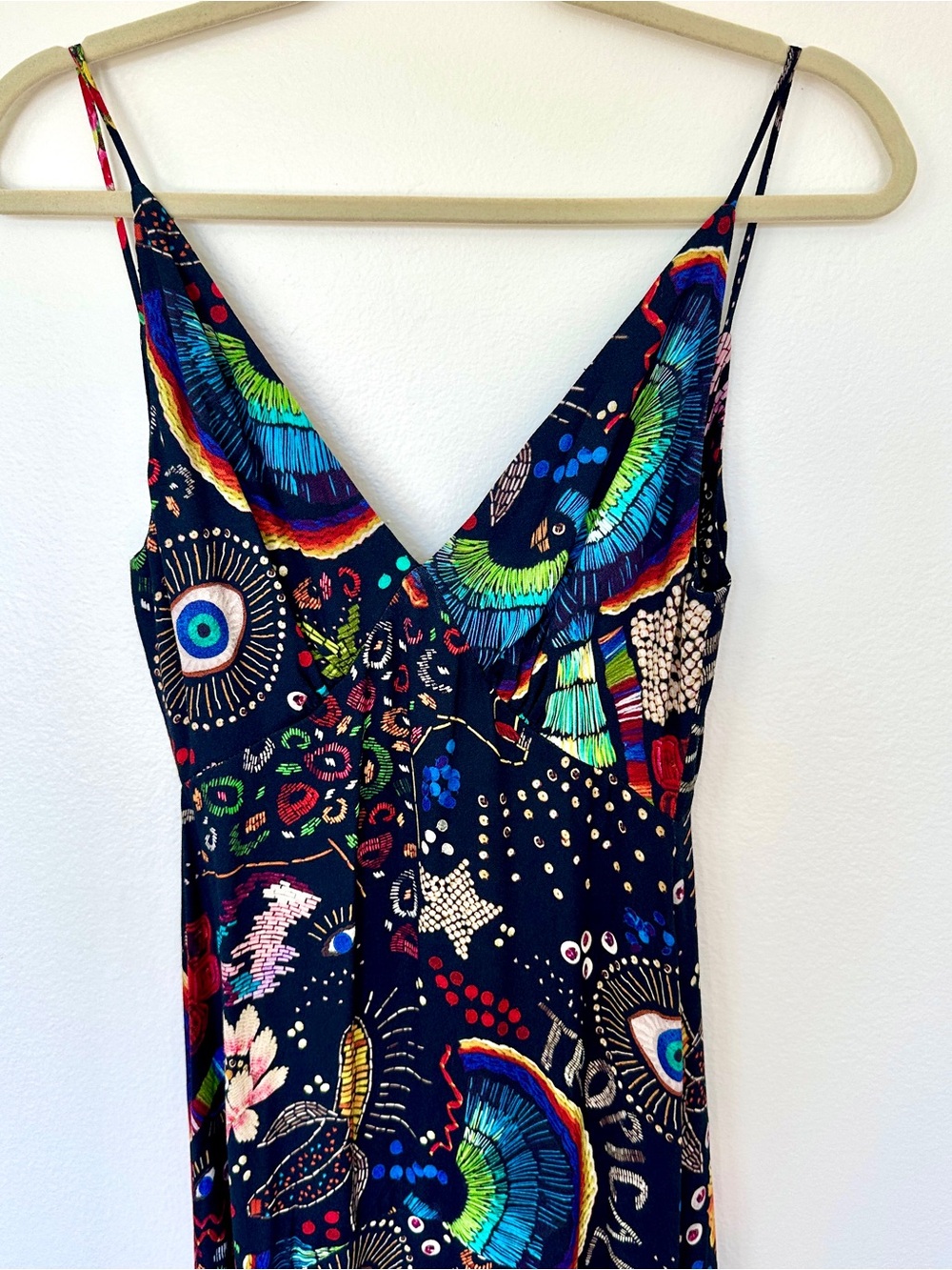 FARM Rio NWT Black Multicolor Printed Slip Dress
